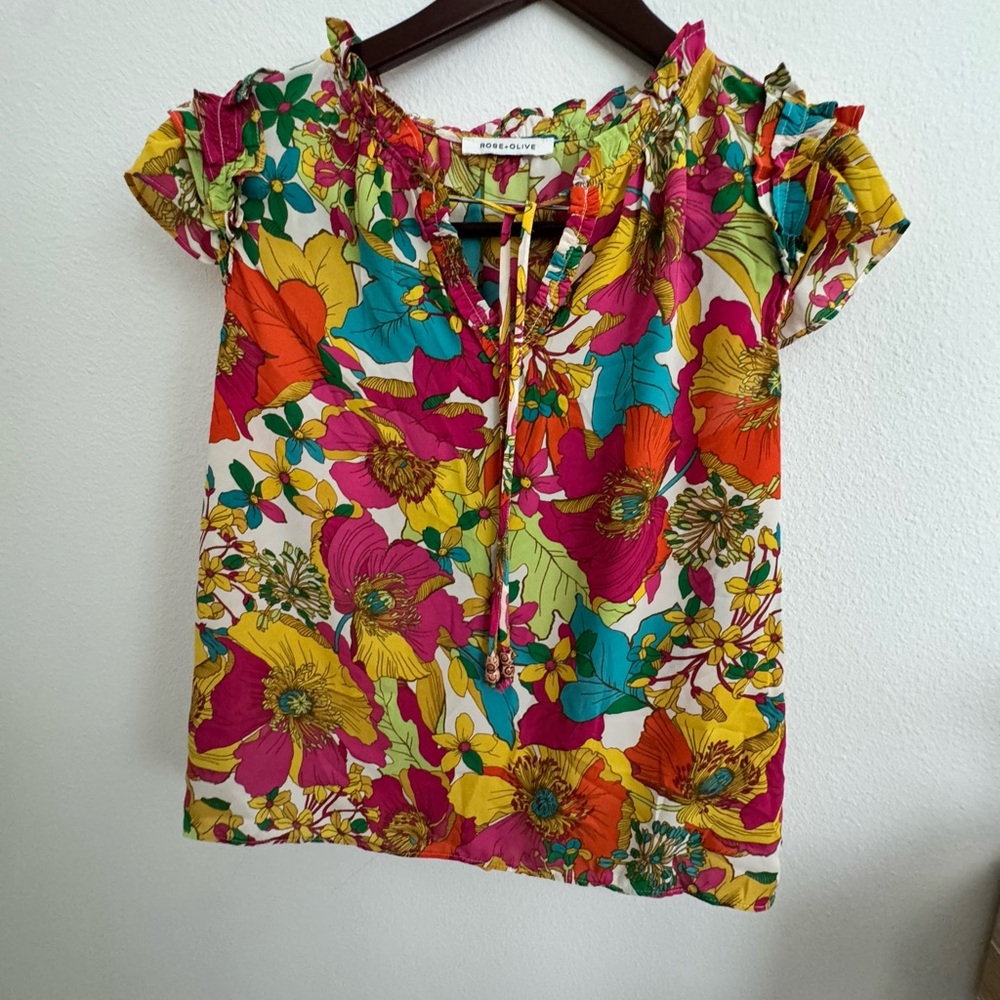 Rose & Olive Floral Blouse Vibrant Design